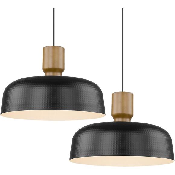 Darkaway Large Industrial Pendant Light Fixtures with Hammered Metal Shade, 2Pac - Picture 1 of 3